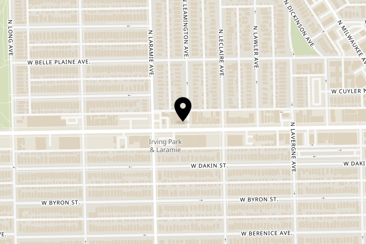 Map showing the location of Terminal 5 on 5134 Irving Park Rd in Chicago